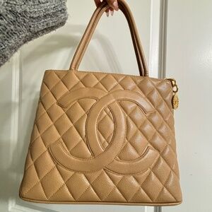 Vintage Chanel Gold Medallion Tote Bag